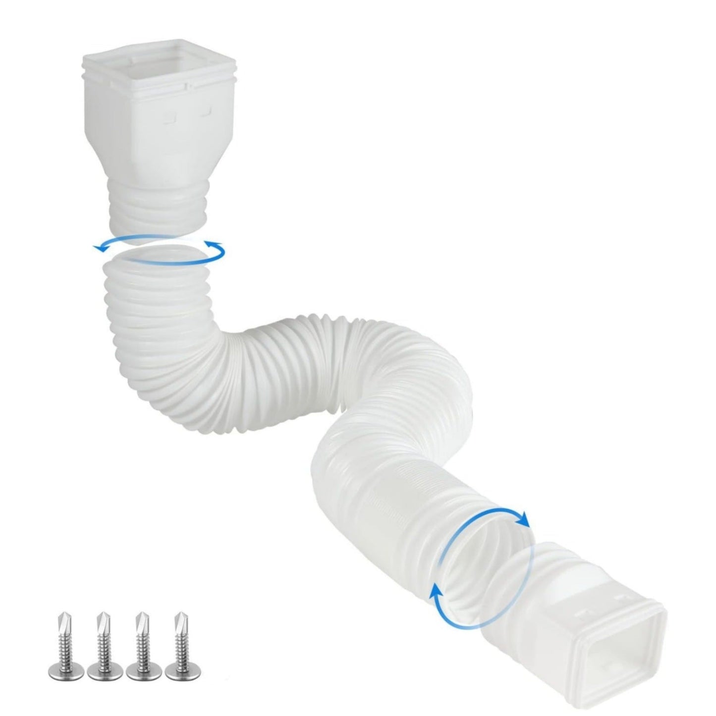 New Flexible Rain Gutter Downspout Extension Kit – Adjustable 22"-63" Drain Pipe with Leaf Filter for Foundation Protection