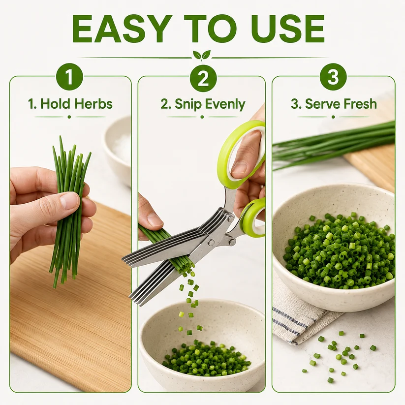 316 Stainless Steel 5-Blade Herb Scissors | Fast Kitchen Prep