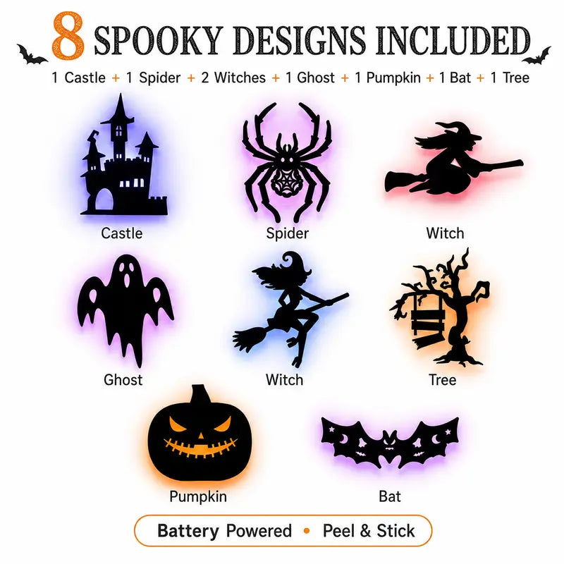 π₯ 8-in-1 Halloween Glow Decor Set β Turn Any Space Spooky in Seconds