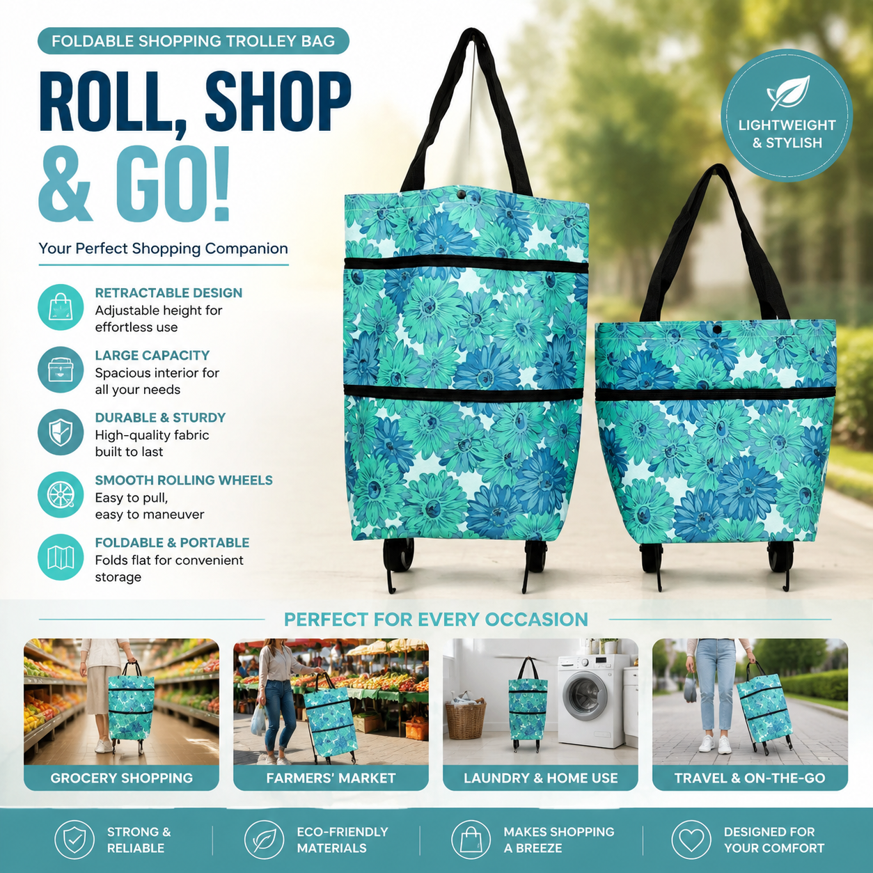 🔥LAST DAY-50% OFF🔥 2 in 1 Foldable Shopping Cart🎁