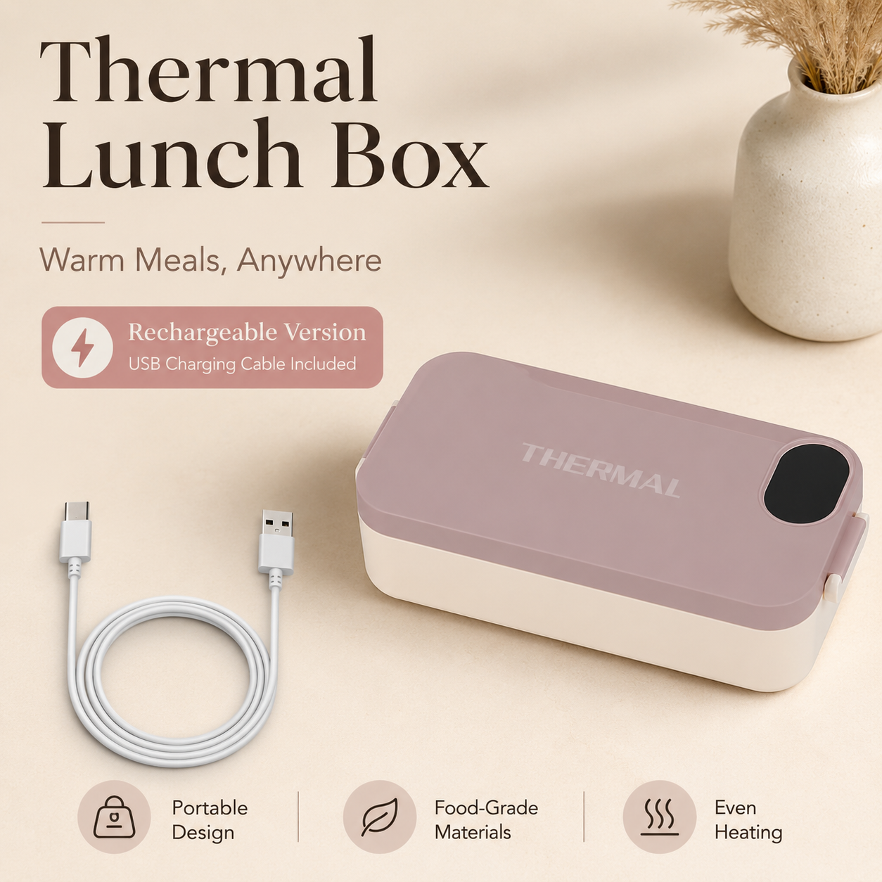 Rechargeable Electric Lunch Box | Portable Food Warmer