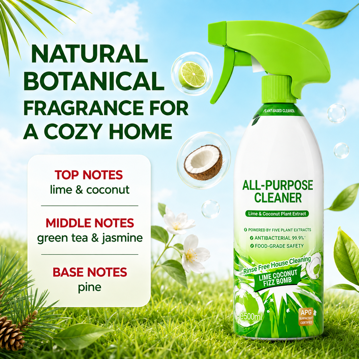 🌿 Plant-Based All-Purpose Cleaner | Foam & Spray Cleaner