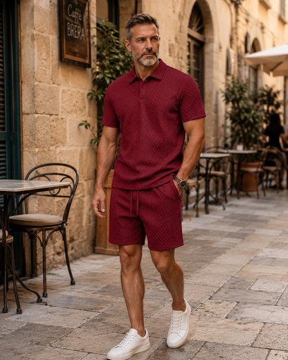 🔥Men’s Summer Polo Shirt & Shorts Set – Casual Athletic 2-Piece Outfit