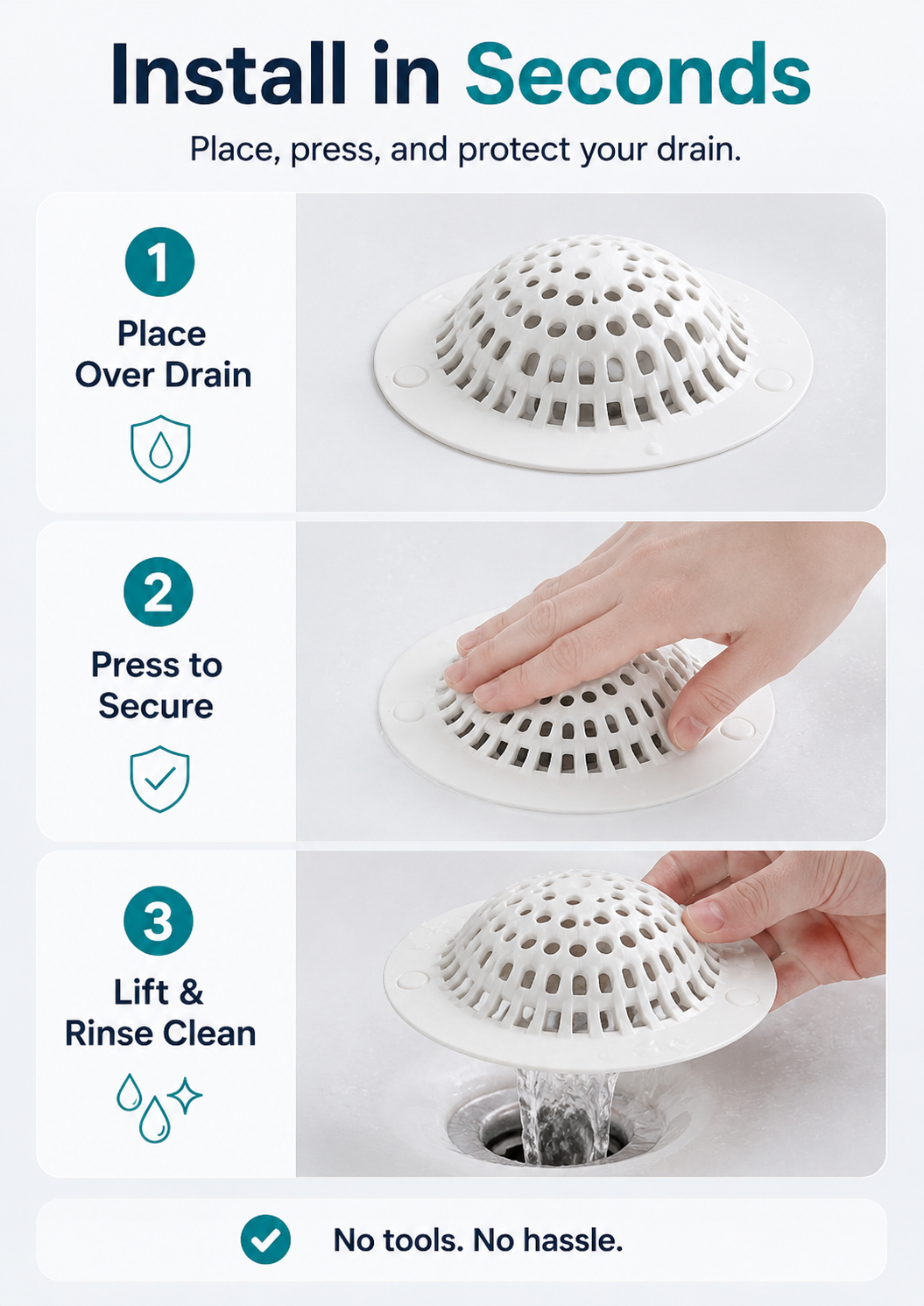 Reusable Silicone Drain Hair Catcher – Anti-Clog Cover