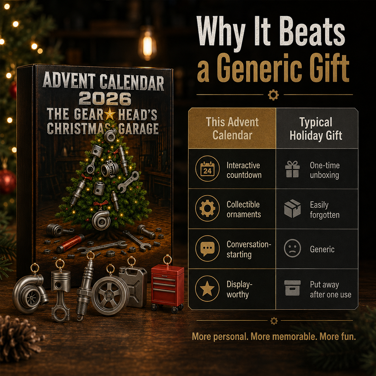 2026 Advent Calendar for Car Lovers | 24 Garage-Inspired Mini Ornaments