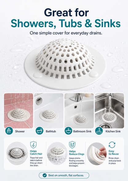 Reusable Silicone Drain Hair Catcher – Anti-Clog Cover