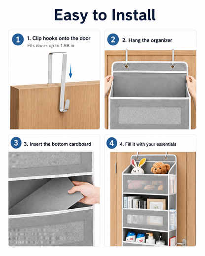 5-Tier Over-the-Door Hanging Organizer with Mesh Pockets
