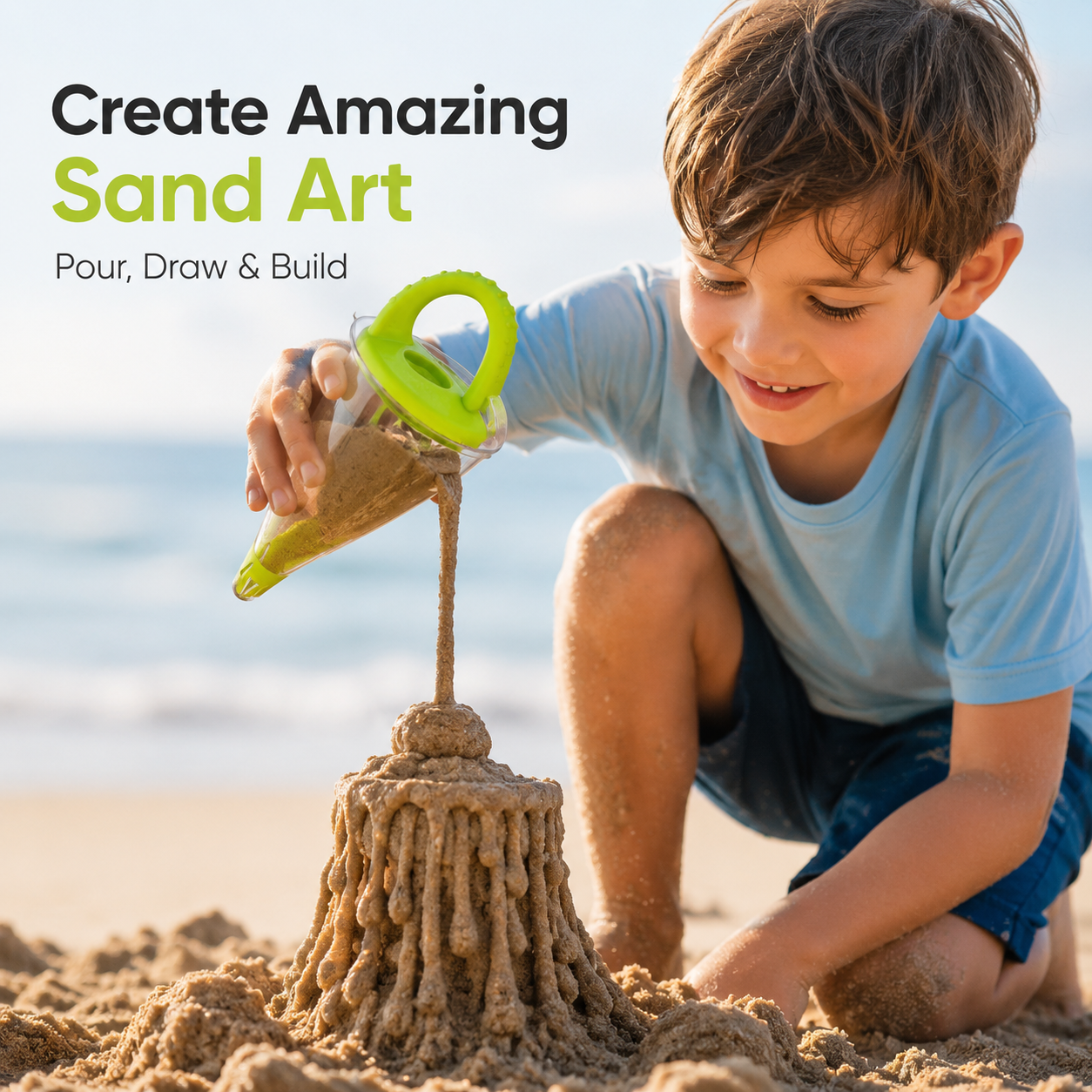 Kids Spilling Funnel XXL with Sifting Shovel - Ultimate Sand & Water Mixing STEM Learning Activity, Kids Beach Toys & Kids Outdoor Toys for 3+