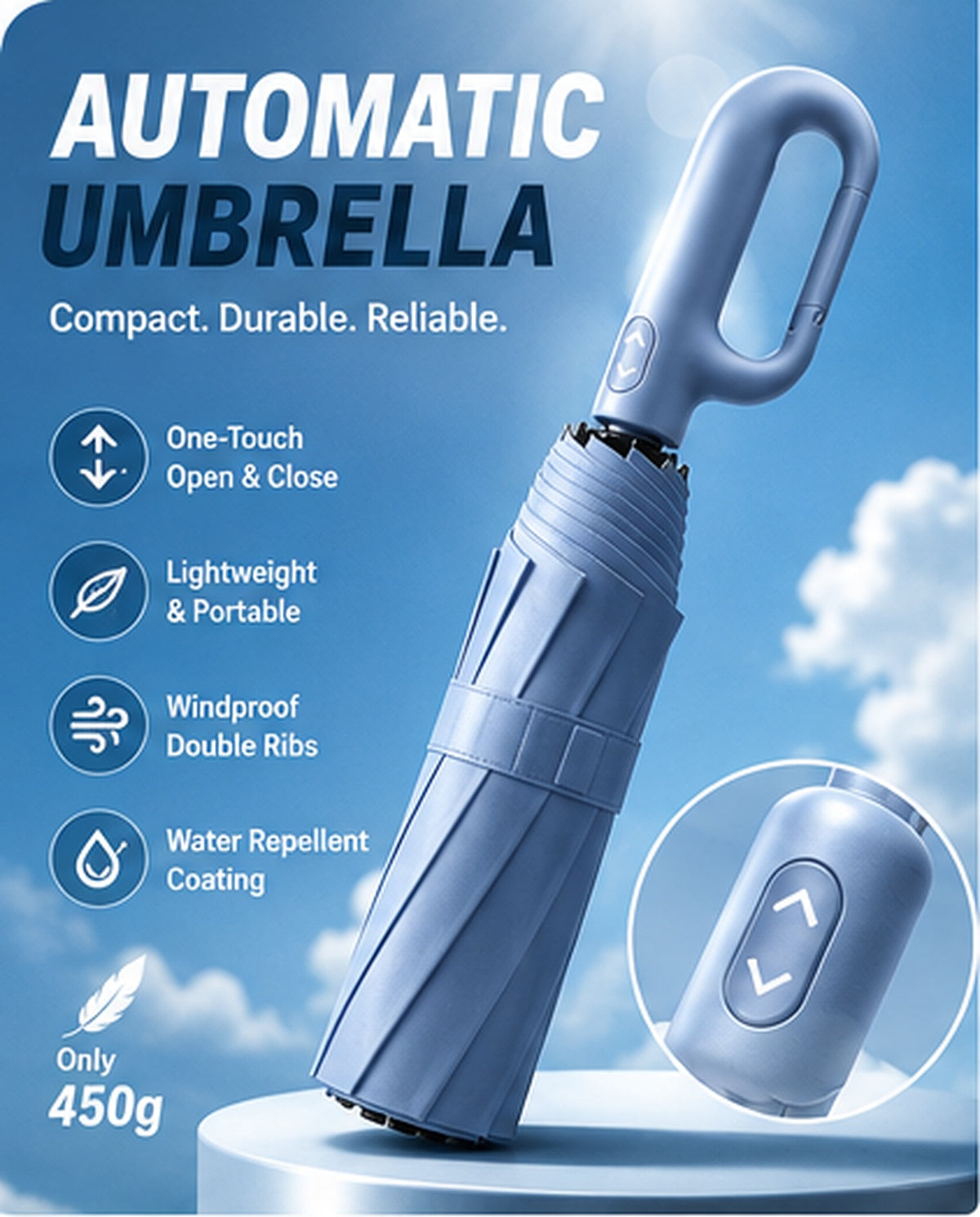 ☔Portable Automatic Folding Umbrella-Windproof Waterproof with Loop Buckle