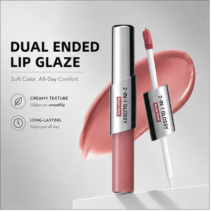 Dual-Ended Matte Lipstick & Clear Gloss | Perfect Twin Lip
