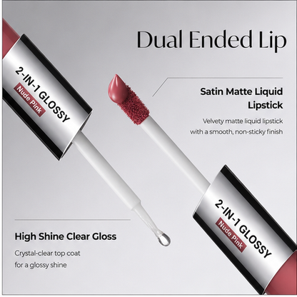 Dual-Ended Matte Lipstick & Clear Gloss | Perfect Twin Lip