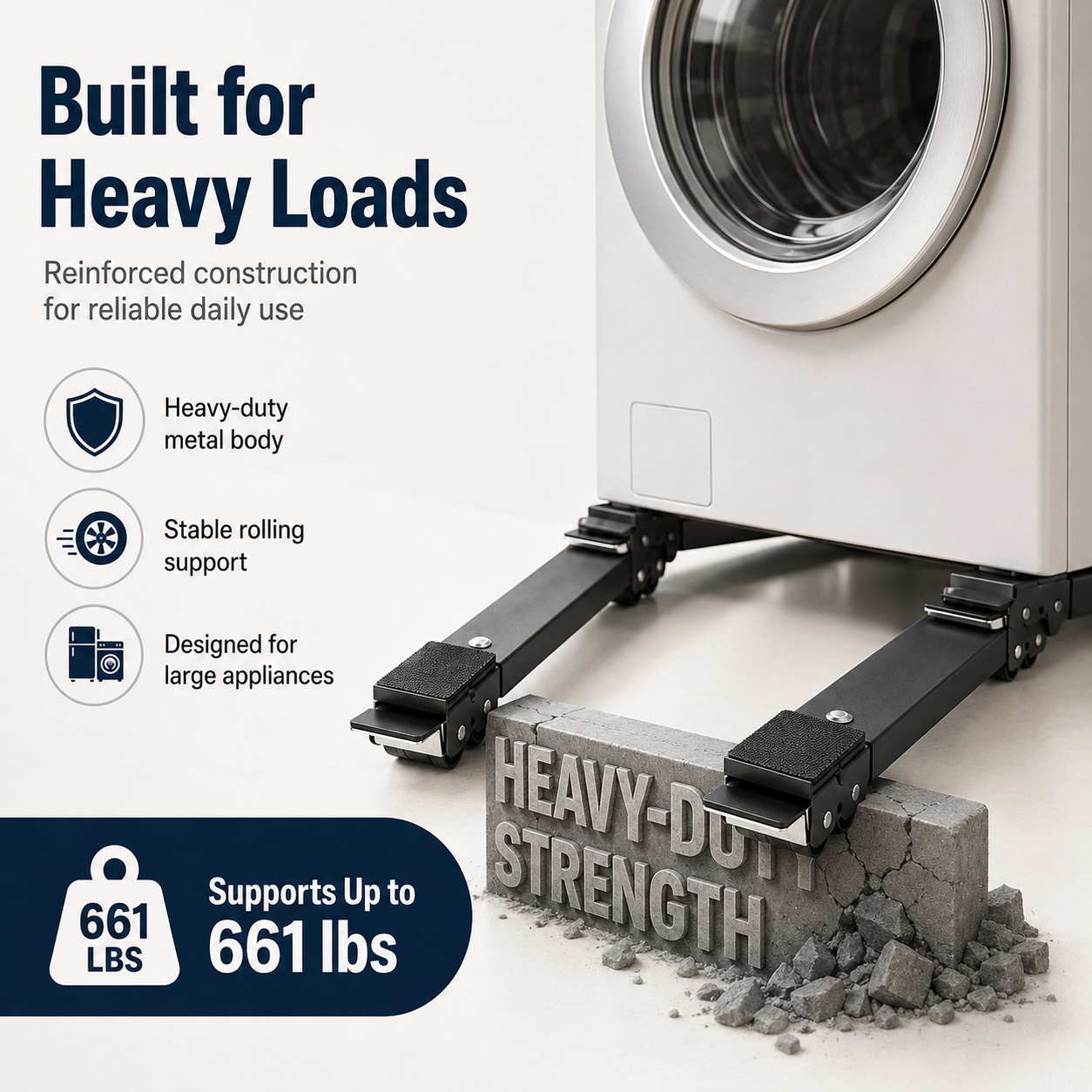 Adjustable Appliance Rolling Base for Washer & Fridge