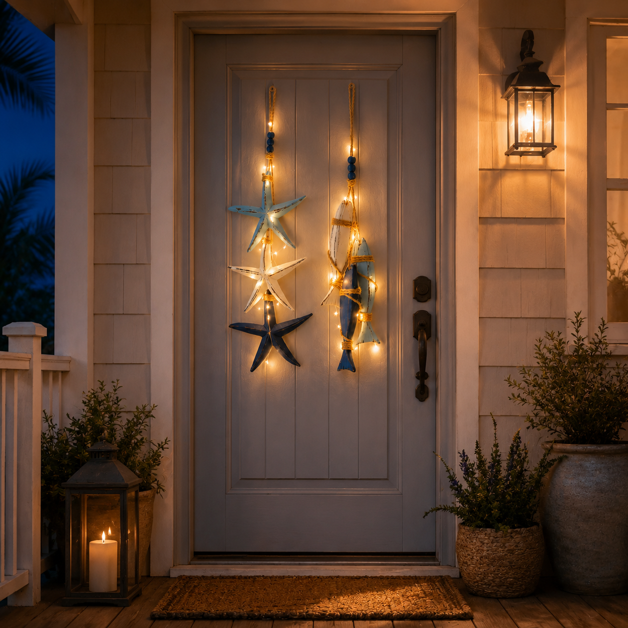 🔥Last Day 49% OFF🐟Lighted Coastal Wooden Starfish & Fish Hanging Decor