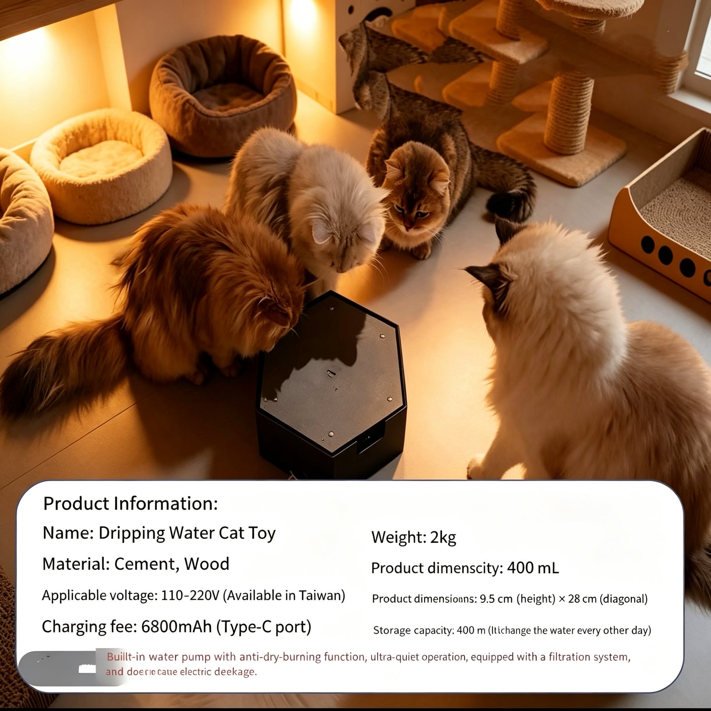 Interactive Water Drip Cat Toy Fountain