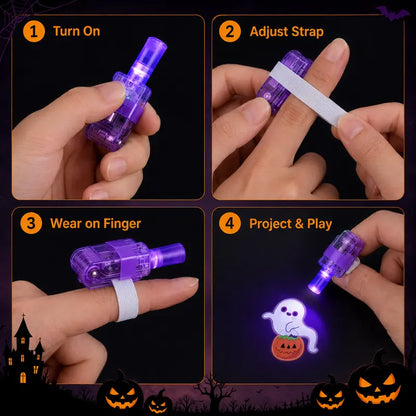 👻🎃 Halloween Finger Projector Rings – LED Party Favors for Kids