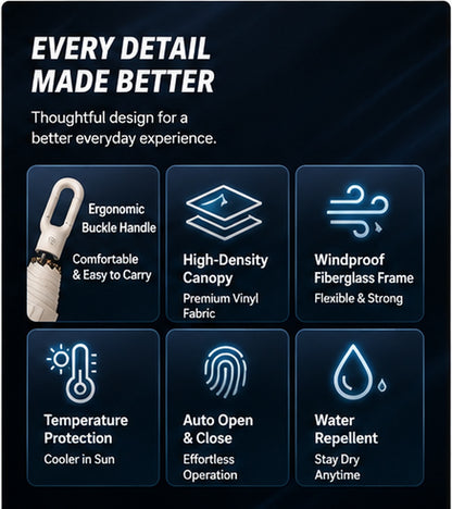 ☔Portable Automatic Folding Umbrella-Windproof Waterproof with Loop Buckle