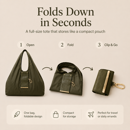 👜 Foldable Nylon Tote Bag – Lightweight Large Capacity Travel Bag