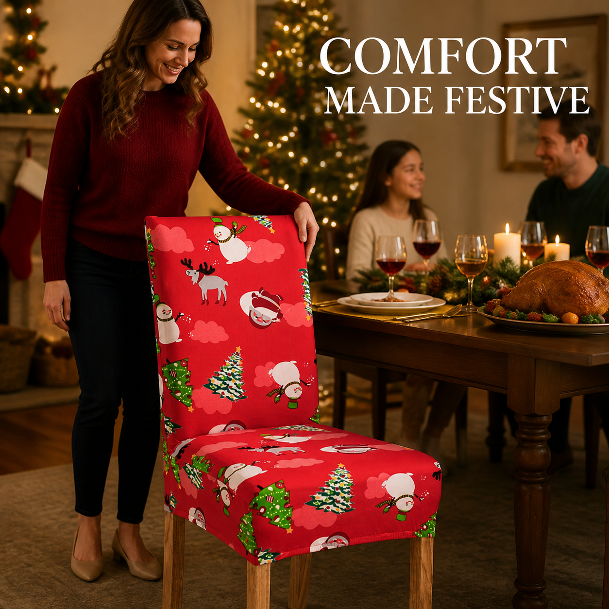 ✨ Transform Your Dining Room in Seconds! 🎄 Ultra-Stretch Christmas Chair Covers