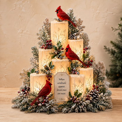 🕯️❤️ Cardinal Memorial LED Candle Centerpiece – A Warm Tribute to Loved Ones