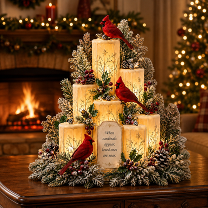 🕯️❤️ Cardinal Memorial LED Candle Centerpiece – A Warm Tribute to Loved Ones