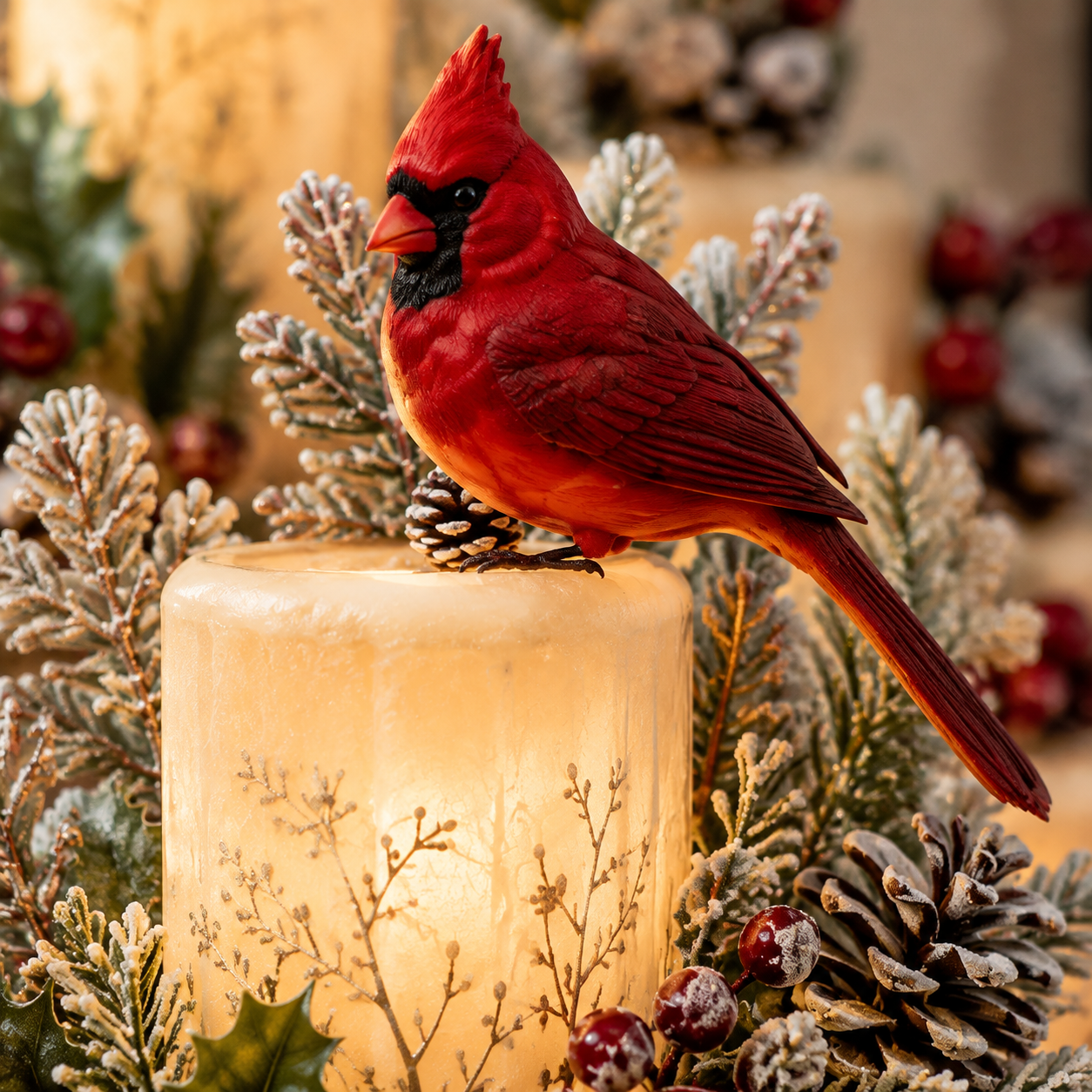 🕯️❤️ Cardinal Memorial LED Candle Centerpiece – A Warm Tribute to Loved Ones