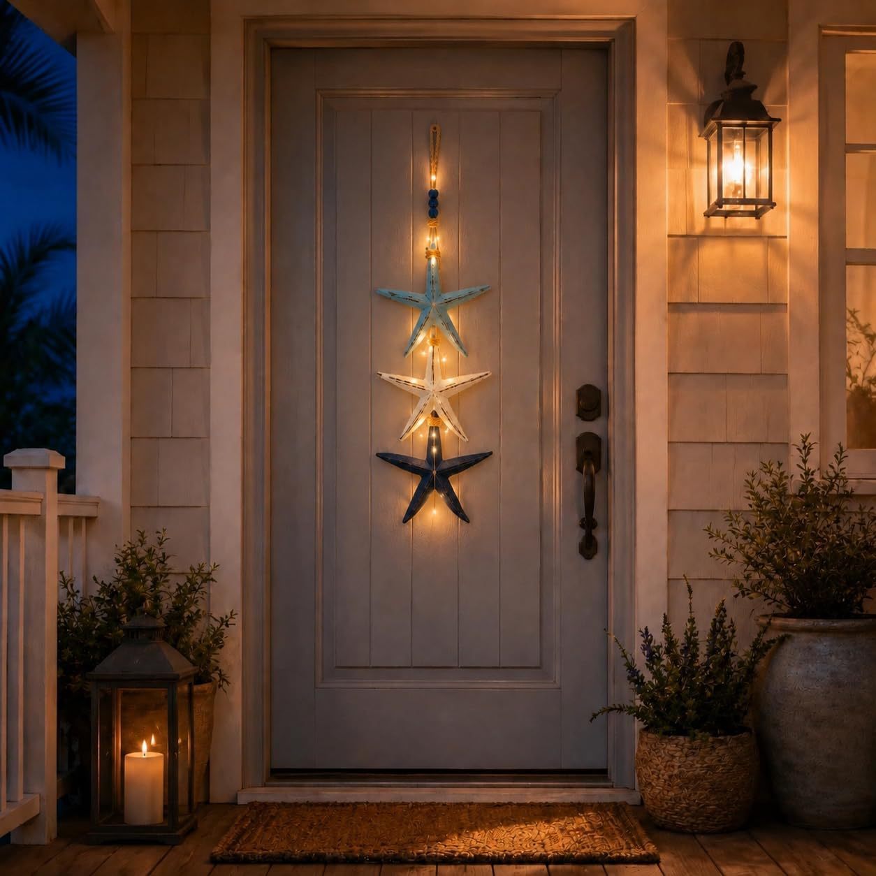 🔥Last Day 49% OFF🐟Lighted Coastal Wooden Starfish & Fish Hanging Decor