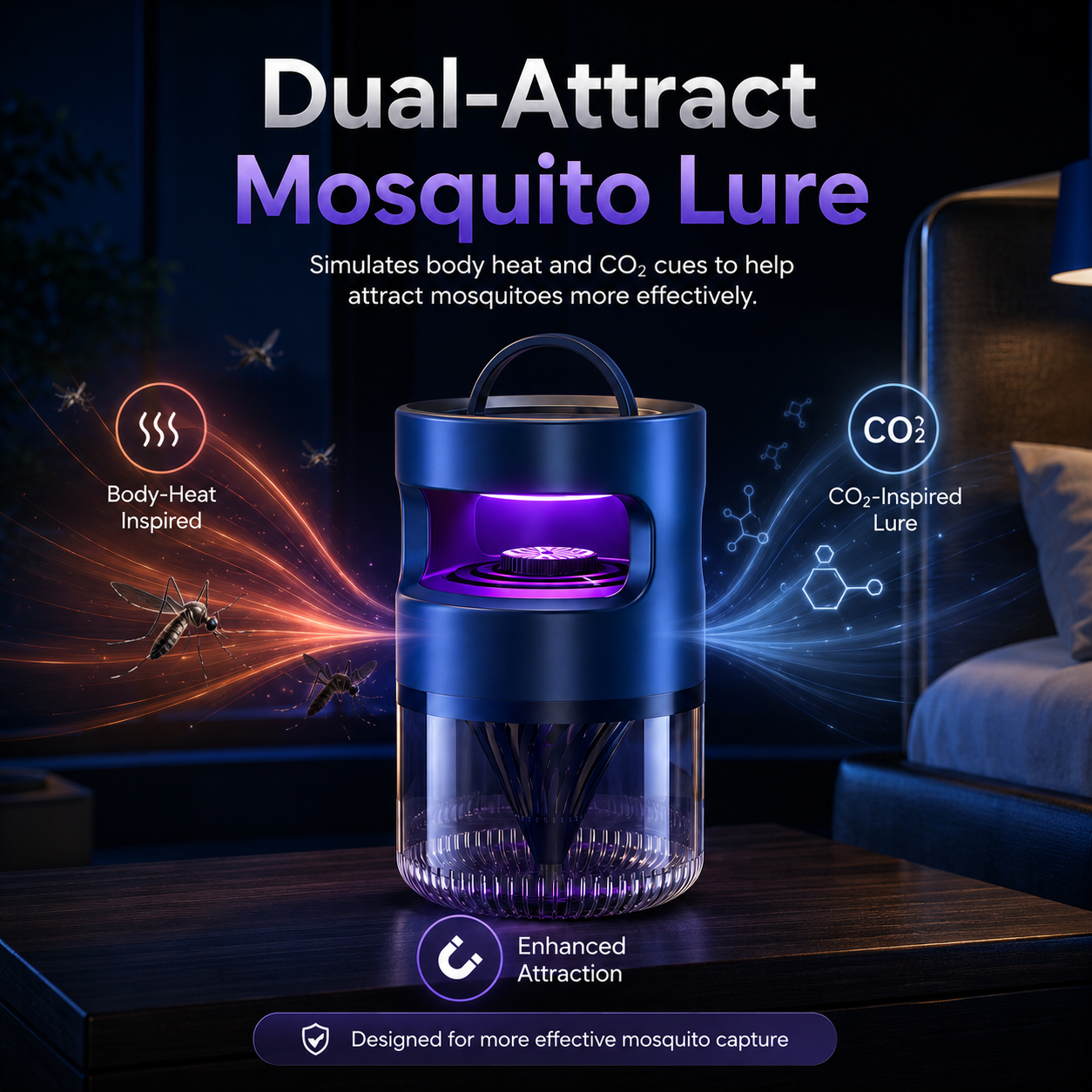 Upgraded Mosquito Trap | Quiet Vortex Suction Lamp
