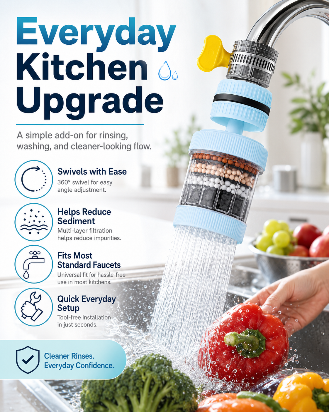 360° Swivel Faucet Water Filter for Kitchen Sinks