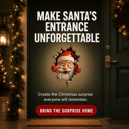 🎅 Santa Breaking Through Wall Decal – Funny Christmas Illusion Sticker