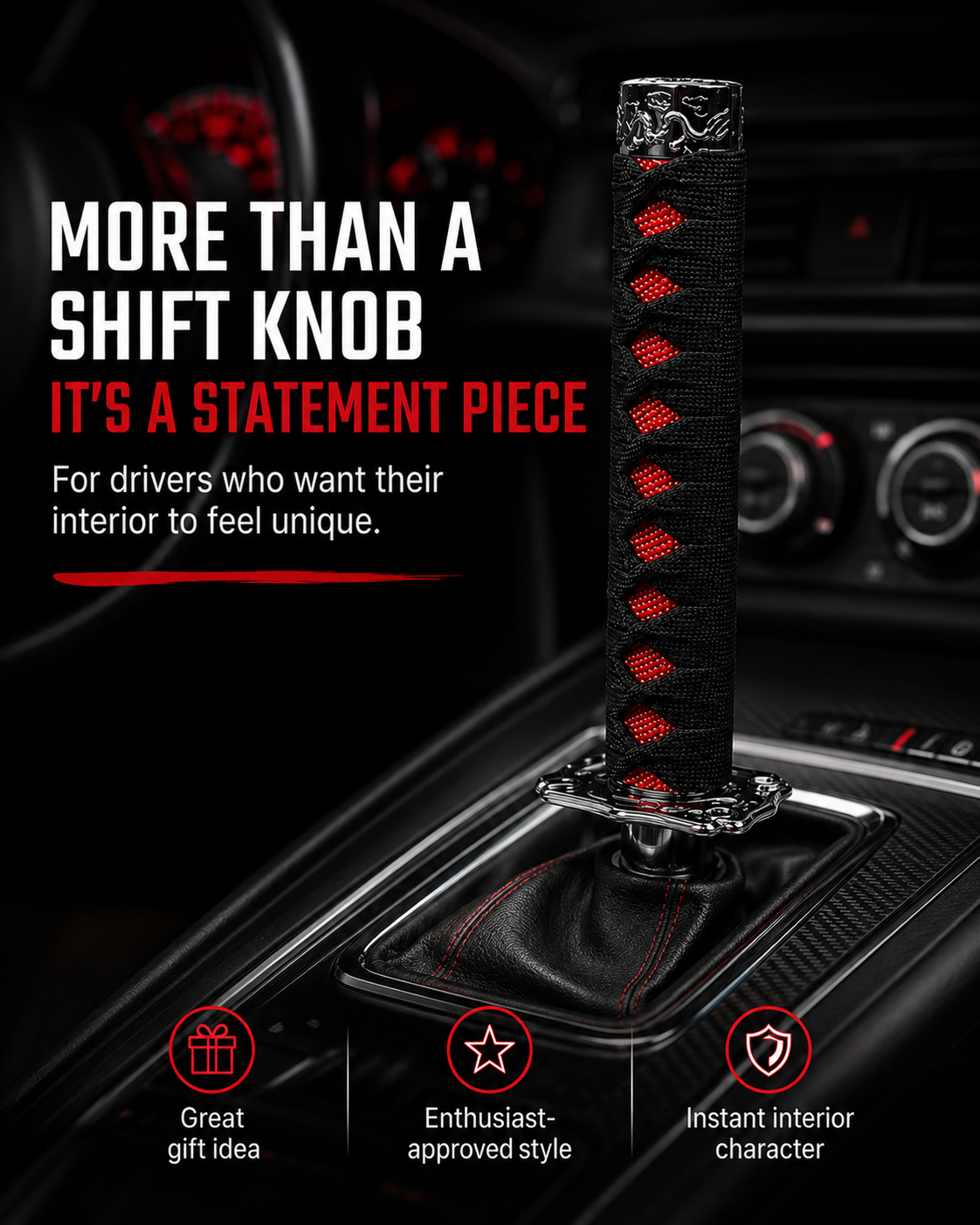 Samurai Shift Knob for Cars | Katana Style Manual Gear Shifter