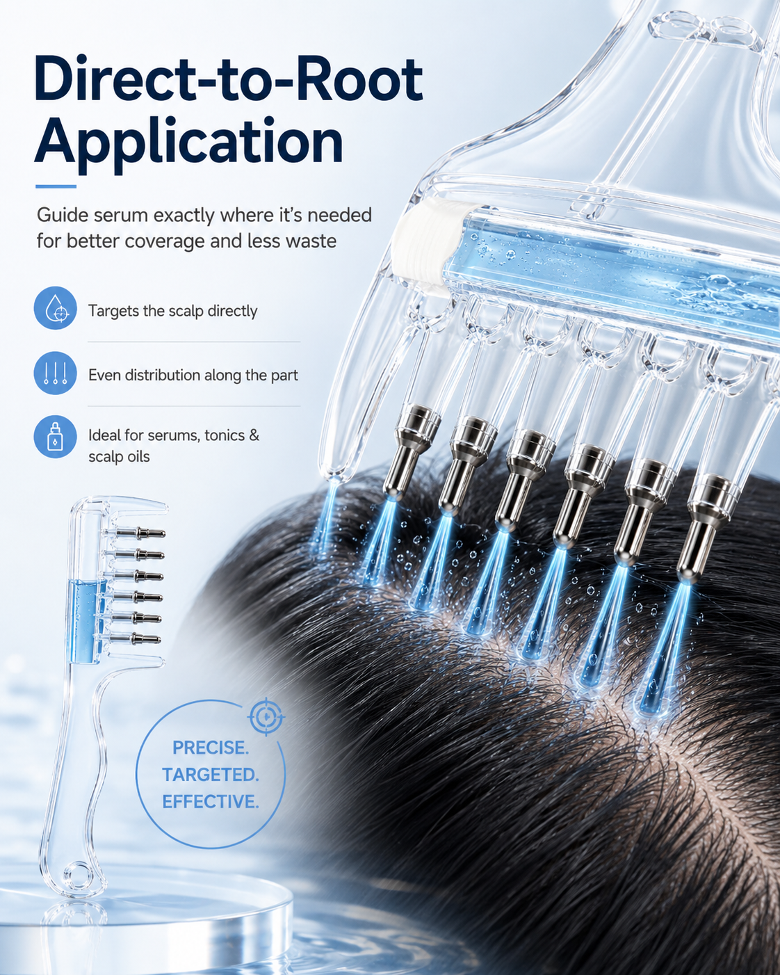 Scalp Serum Applicator Comb with Rolling Tips | Root Care Tool
