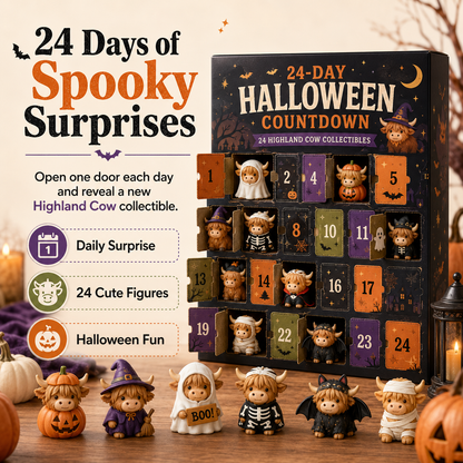 24-Day Halloween Countdown Calendar | Highland Cow Flat Figures