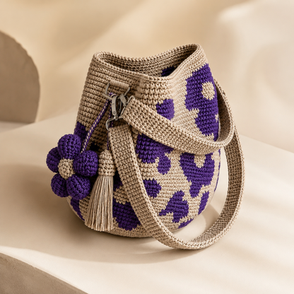 Handwoven Flower Bucket Bag | Summer Boho Woven Handbag
