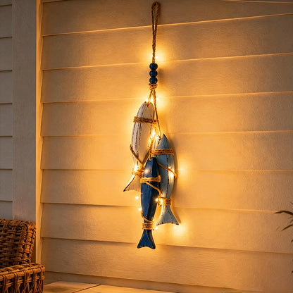 🔥Last Day 49% OFF🐟Lighted Coastal Wooden Starfish & Fish Hanging Decor