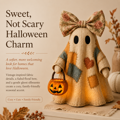 🔥 40% OFF TODAY - 👻🎃 Vintage Patchwork Ghost Decor(✨ LED Pumpkin Lantern）