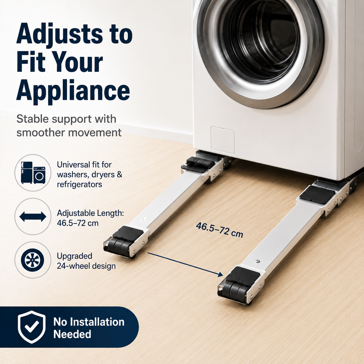 Adjustable Appliance Rolling Base for Washer & Fridge
