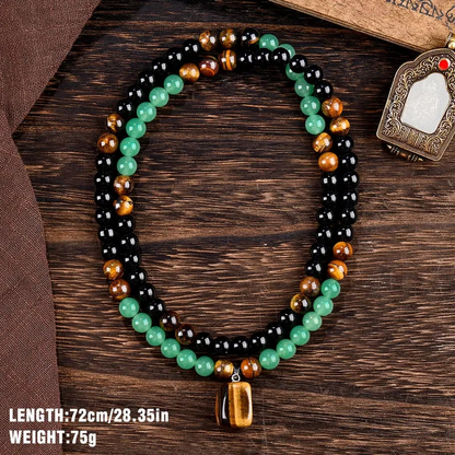 ✨ Money Attraction Necklace With GreenAventurine & Tiger Eye Pendant Healing Crystal Stone