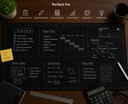 🤩The Blueprint Deskmat 💻✏️ A Double-Sided Deskmat to Draw, Erase & Redraw As Needed