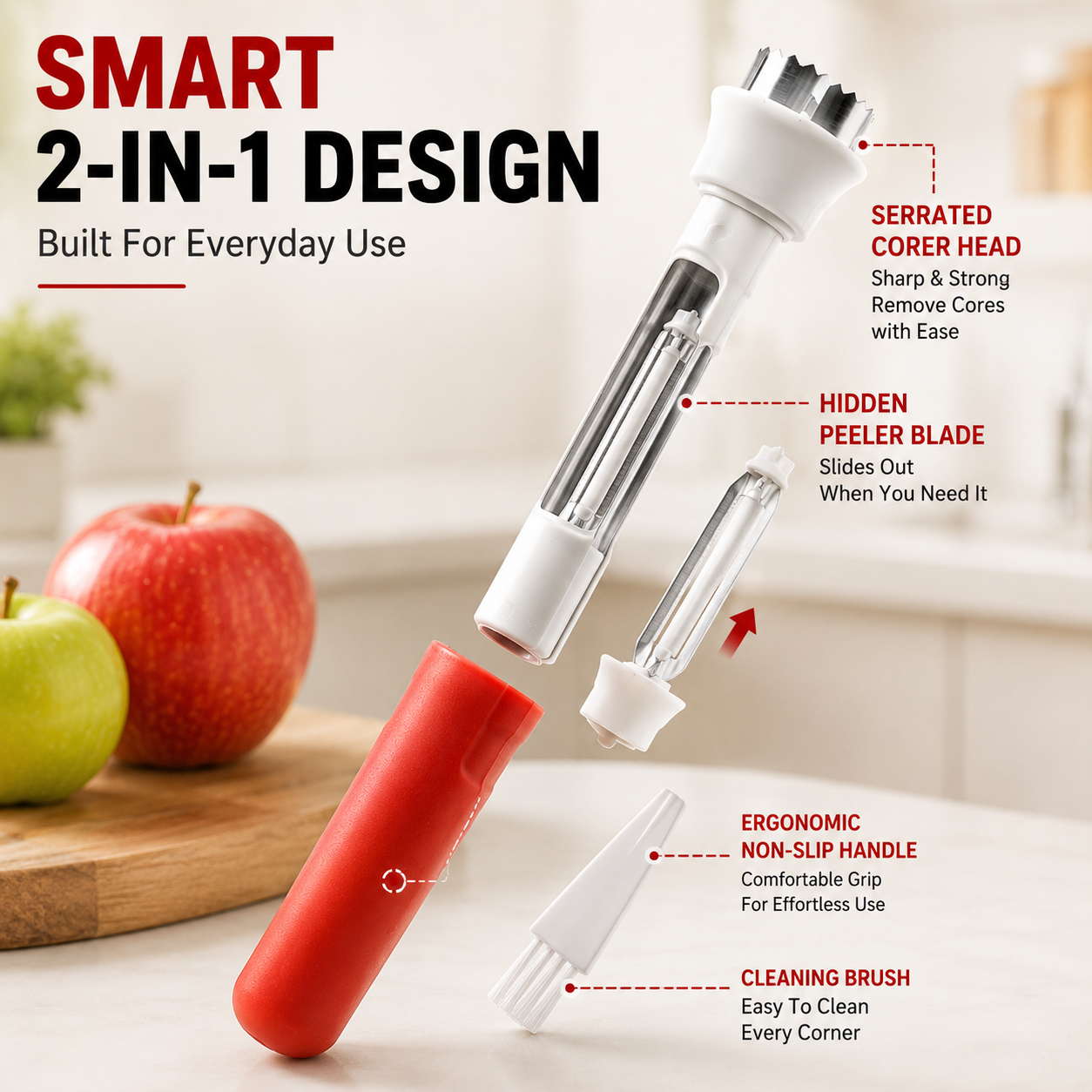 2-in-1 Fruit Corer & Peeler | Stainless Steel Kitchen Tool