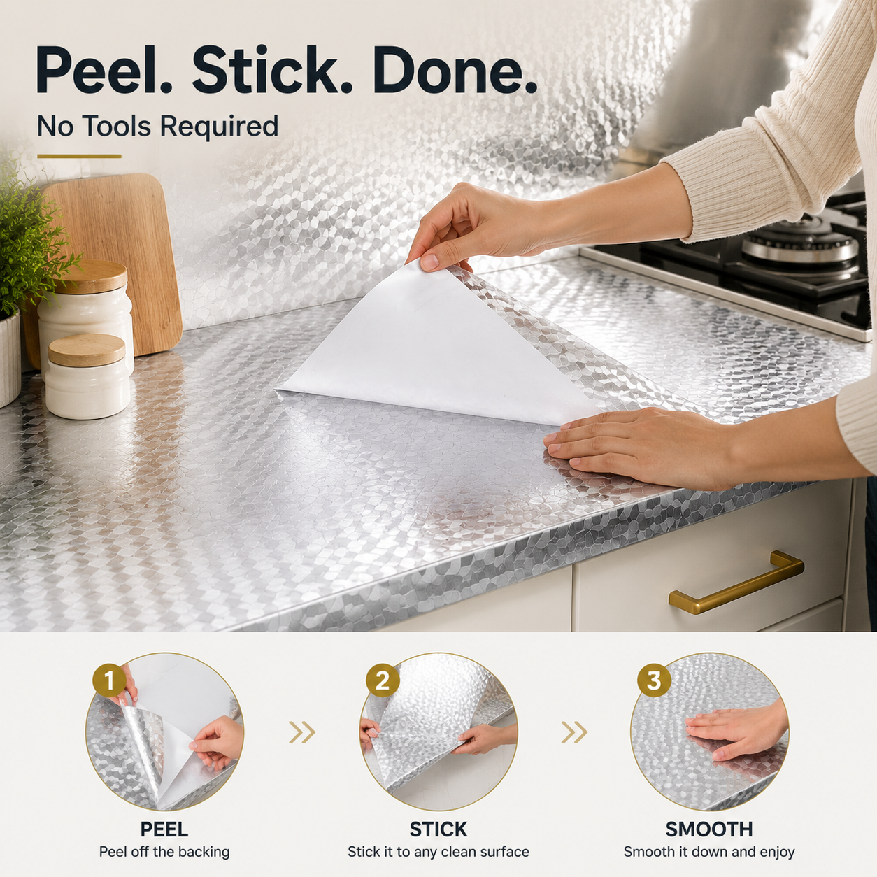 Peel & Stick Kitchen Makeover Film – Waterproof DIY Countertop