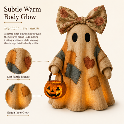 🔥 40% OFF TODAY - 👻🎃 Vintage Patchwork Ghost Decor(✨ LED Pumpkin Lantern）