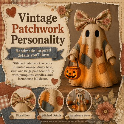 🔥 40% OFF TODAY - 👻🎃 Vintage Patchwork Ghost Decor(✨ LED Pumpkin Lantern）