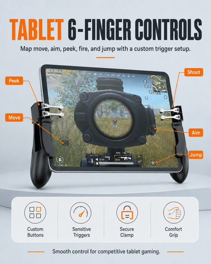6-Finger Tablet & Phone Cooling Gaming Trigger Controller