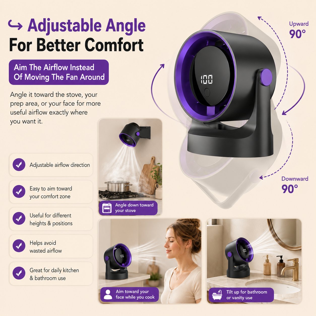 Wall-Mounted Kitchen Cooling Fan