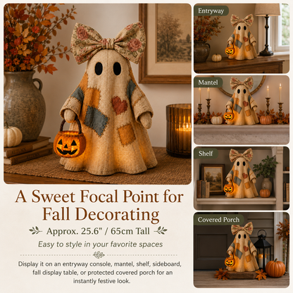 🔥 40% OFF TODAY - 👻🎃 Vintage Patchwork Ghost Decor(✨ LED Pumpkin Lantern）