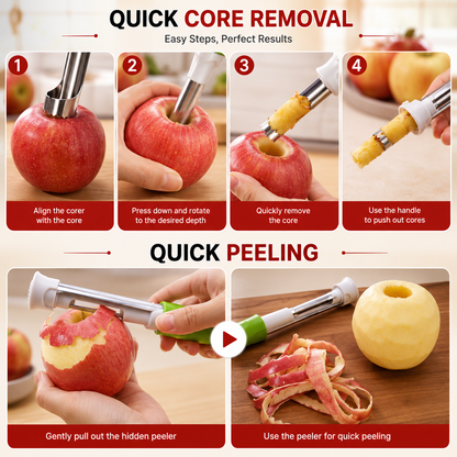 2-in-1 Fruit Corer & Peeler | Stainless Steel Kitchen Tool