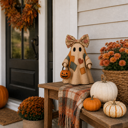 🔥 40% OFF TODAY - 👻🎃 Vintage Patchwork Ghost Decor(✨ LED Pumpkin Lantern）