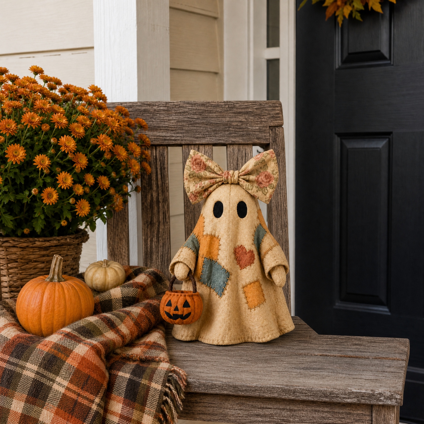 🔥 40% OFF TODAY - 👻🎃 Vintage Patchwork Ghost Decor(✨ LED Pumpkin Lantern）