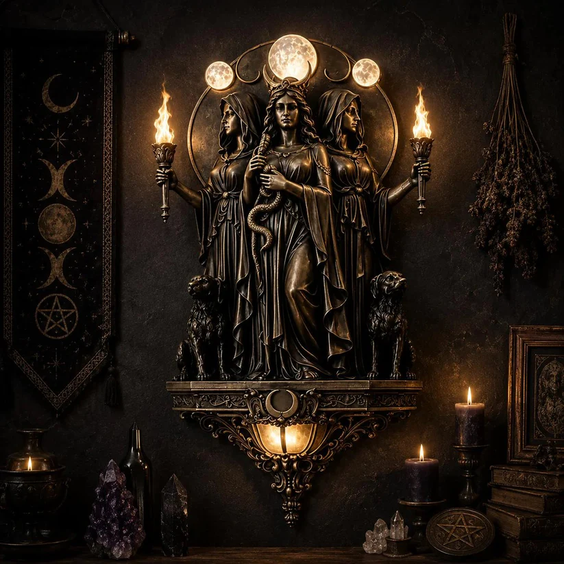 Triple Goddess Hecate LED Wall Sconce