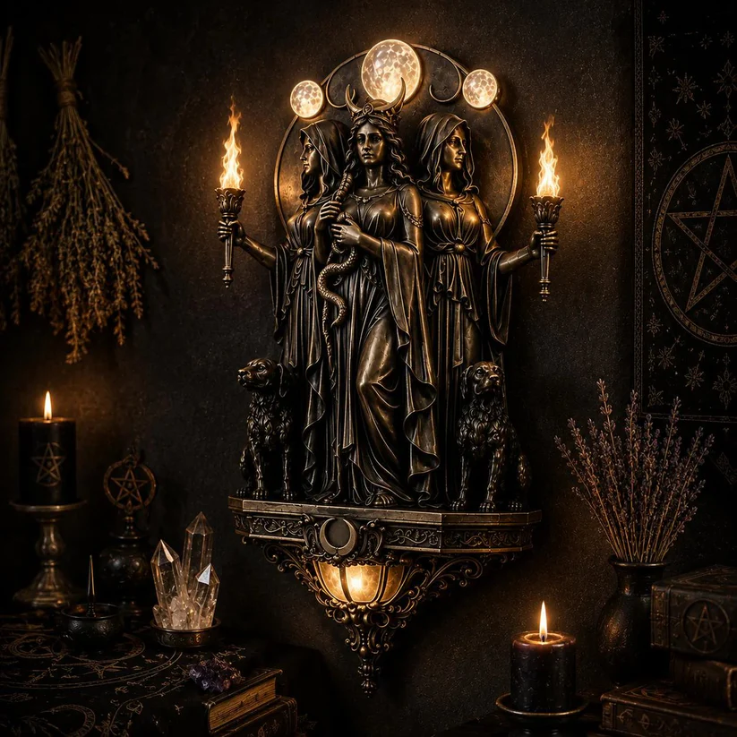 Triple Goddess Hecate LED Wall Sconce